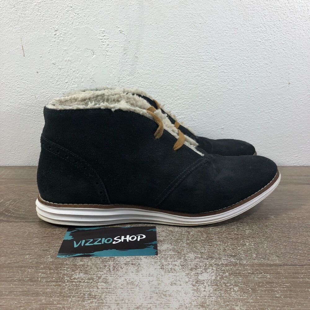 Cole Haan Grand.OS Shearling Suede Black Ankle Chukka Boots Women's 8 B W04129
